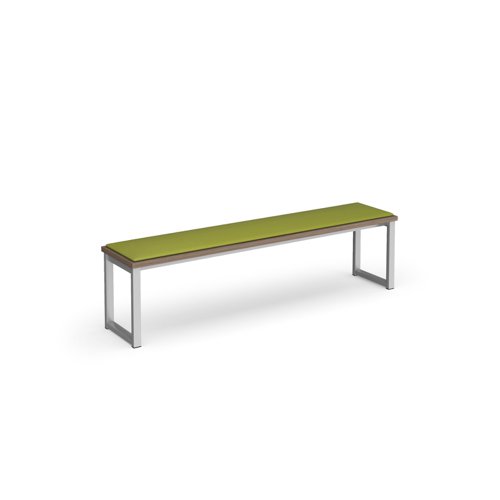 Otto benching solution low bench 1650mm wide with made to order upholstered seat pad - silver frame, barcelona walnut top