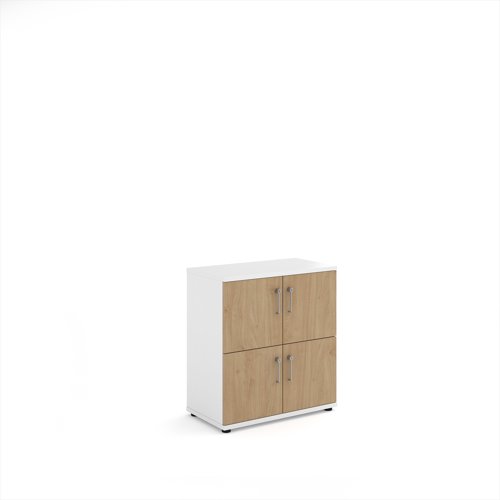 Wooden storage lockers 4 door - white with kendal oak doors