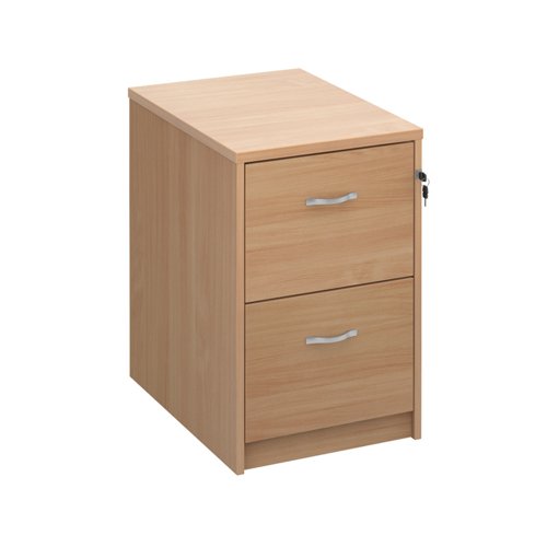 LF2B Wooden 2 drawer filing cabinet with silver handles 730mm high - beech