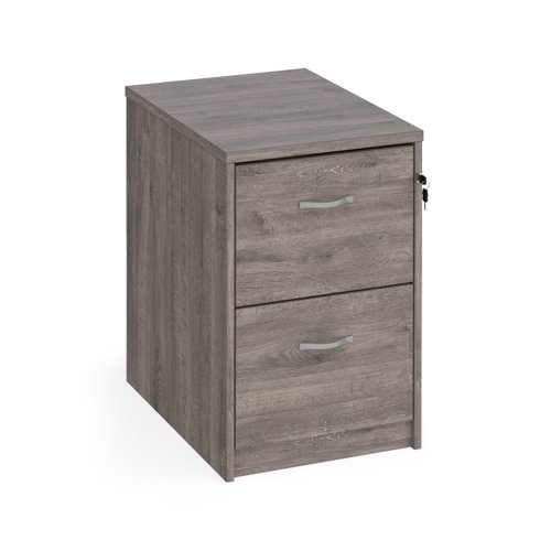 Wooden 2 drawer filing cabinet with silver handles 730mm high - grey oak