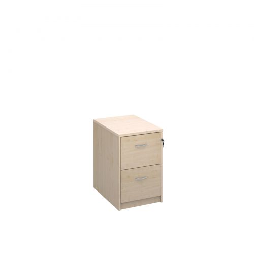 Wooden 2 drawer filing cabinet with silver handles 730mm high - maple
