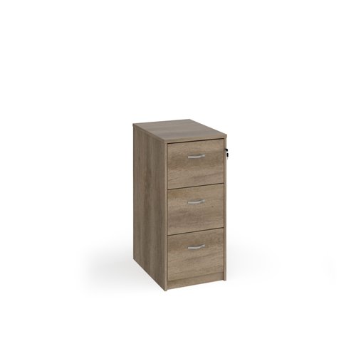 Wooden 3 drawer filing cabinet with silver handles 1045mm high - Nebraska Oak