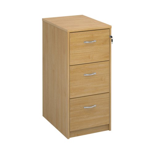 LF3O Wooden 3 drawer filing cabinet with silver handles 1045mm high - oak