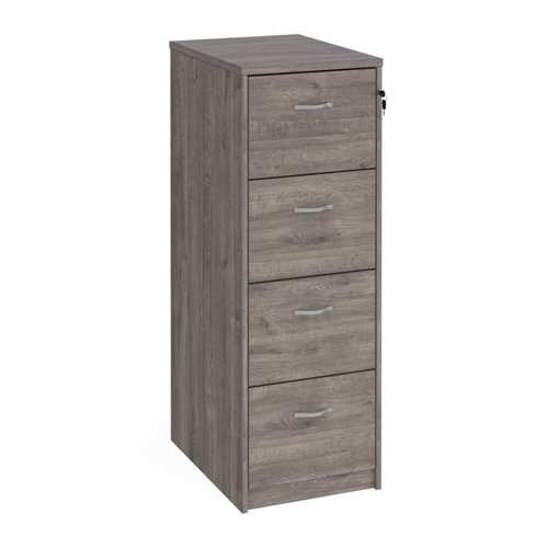 Wooden 4 drawer filing cabinet with silver handles 1360mm high - grey oak Filing Cabinets LF4GO