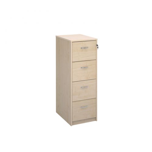 Wooden 4 drawer filing cabinet with silver handles 1360mm high - maple