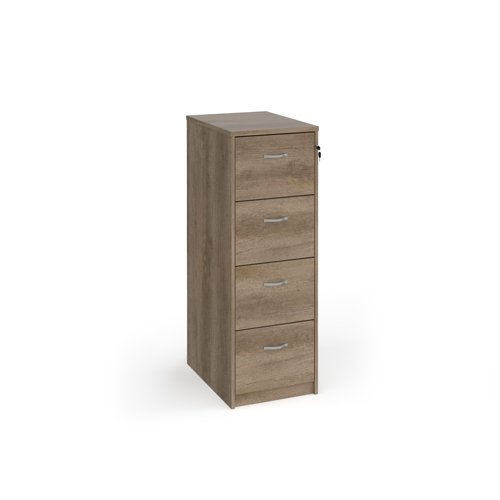 Wooden 4 drawer filing cabinet with silver handles 1360mm high - Nebraska Oak