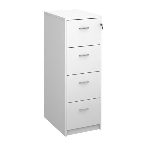 Dams 4 Drawer Wooden Filing Cabinet With Chrome Handles White