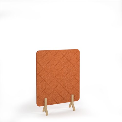 Lattice Acoustic Floor Standing Screen Wooden Legs 1200w 1600h - Tangerine