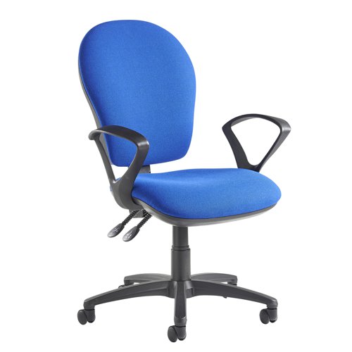 Altino XL fabric back operator chair with fixed arms and chrome base - made to order