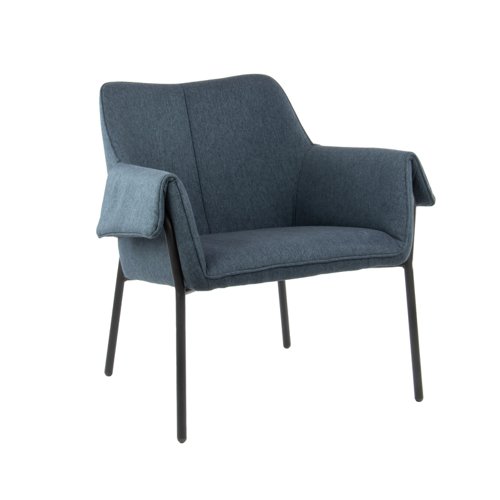 Liana lounge chair with black metal frame - mid-blue