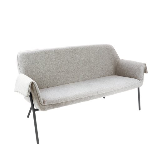 Liana two seater sofa with black metal frame - light grey