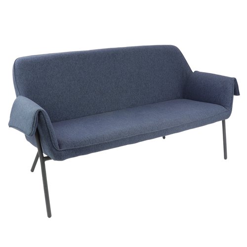 Liana Two Seater Sofa With Black Metal Frame Light Grey