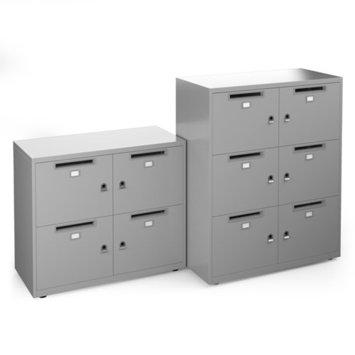 Bisley lodges with 4 doors and letterboxes - silver