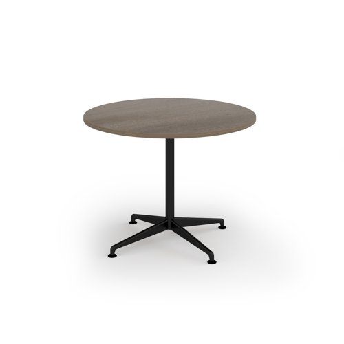 Loft circular dining table 1000 dia black frame Nebraska Oak Top