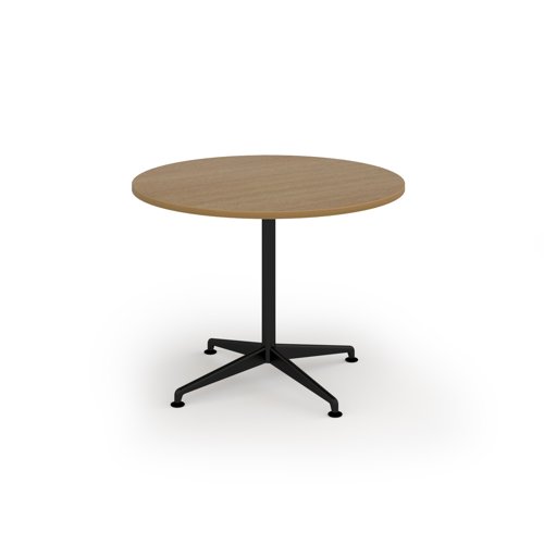 Loft circular dining table 1000 dia black frame oak top