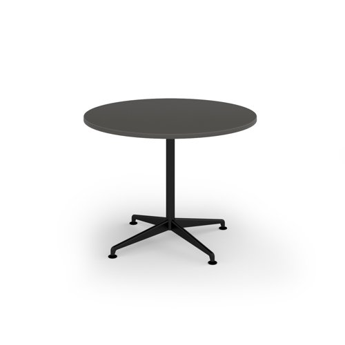 Loft circular dining table 1000 dia black frame onyx grey top