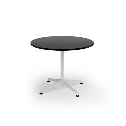 Loft circular dining table 1000 dia white frame black top