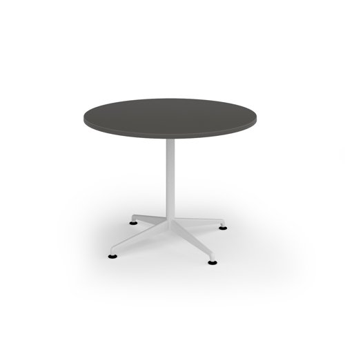 Loft circular dining table 1000 dia white frame onyx grey top