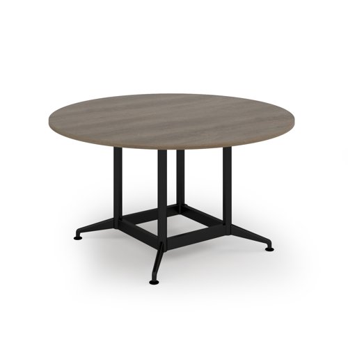 Loft table 1400 dia black frame and nebraska oak top