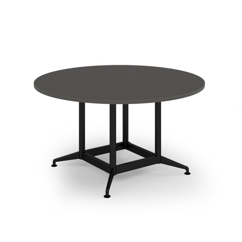 Loft table 1400 dia black frame and onyx grey top