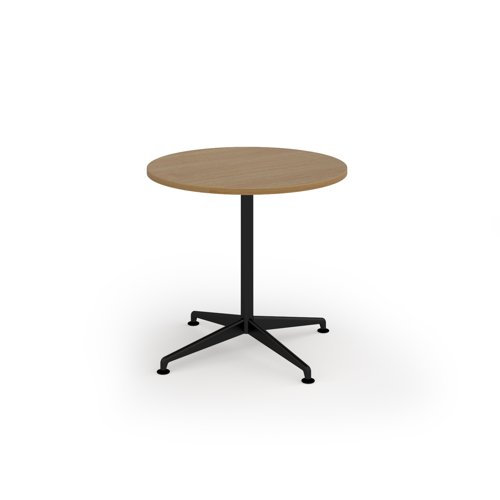 Loft circular dining table 800 dia black frame oak top