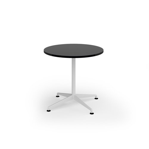 Loft circular dining table 800 dia white frame black top