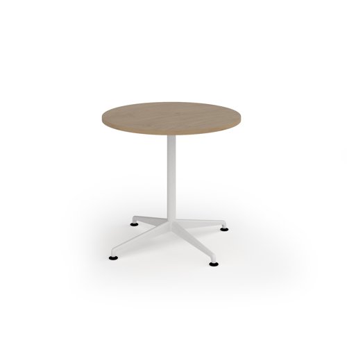 Loft circular dining table 800 dia white frame kendal oak top