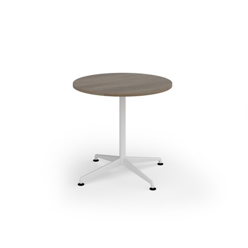 Loft circular dining table 800 dia white frame nebraska oak top