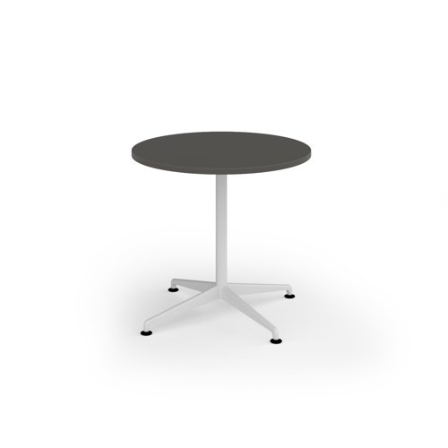 Loft circular dining table 800 dia white frame onyx grey top