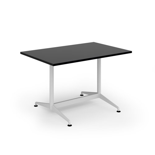 Loft dining table 1200w x 800d white frame and black top