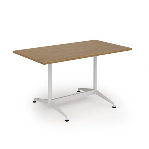 Loft dining table 1400w x 800d white frame and oak top