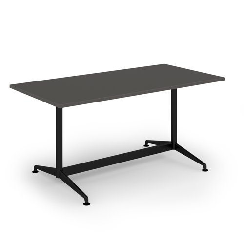 Loft dining table 1600w x 800d black frame and onyx grey top