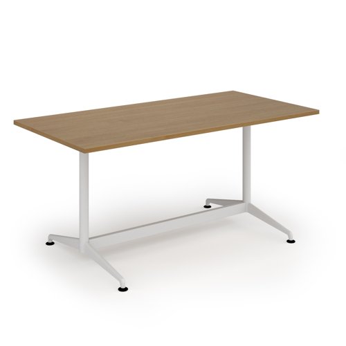 Loft dining table 1600w x 800d white frame and oak top