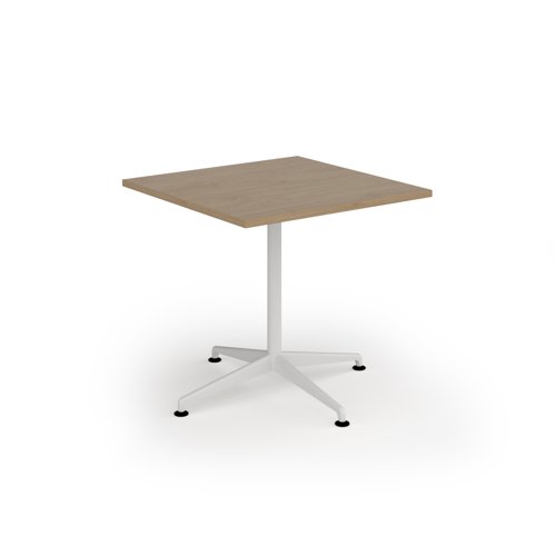 Loft dining table 800w x 800d white frame and kendal oak top