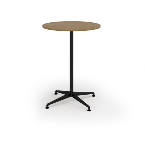 Loft circular poseur table 800 dia black frame oak top