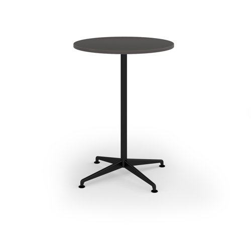 Loft circular poseur table 800 dia black frame onyx grey top