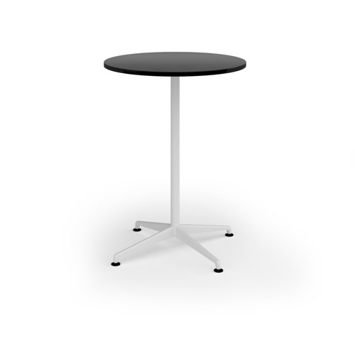 Loft circular poseur table 800 dia white frame black top