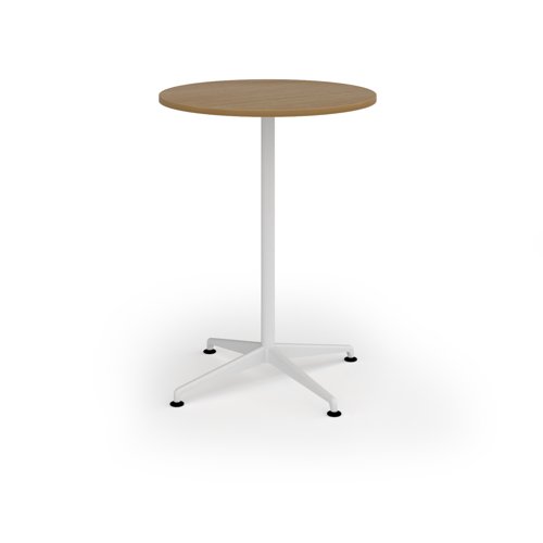 Loft circular poseur table 800 dia white frame oak top