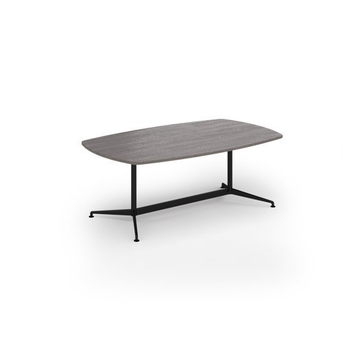 Loft barrel table 2000w x 1200d black frame and grey oak top