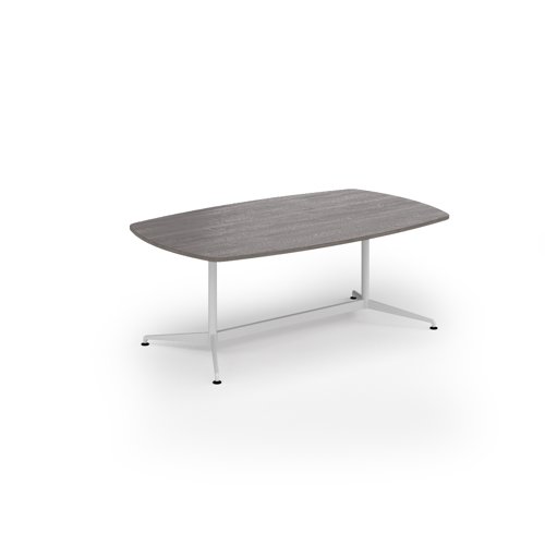 Loft barrel table 2000w x 1200d white frame and grey oak top