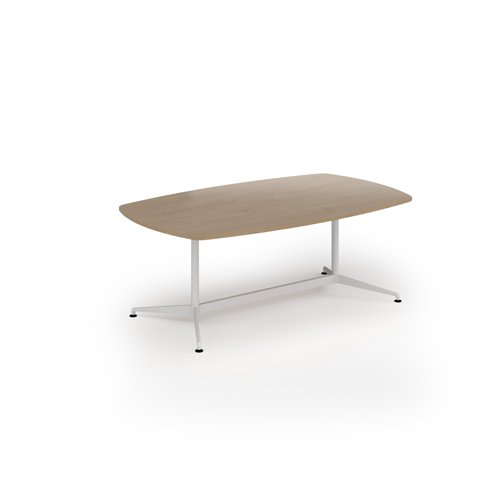 Loft barrel table 2000w x 1200d white frame and kendal oak top