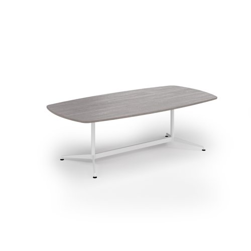 Loft barrel table 2400w x 1200d white frame and grey oak top