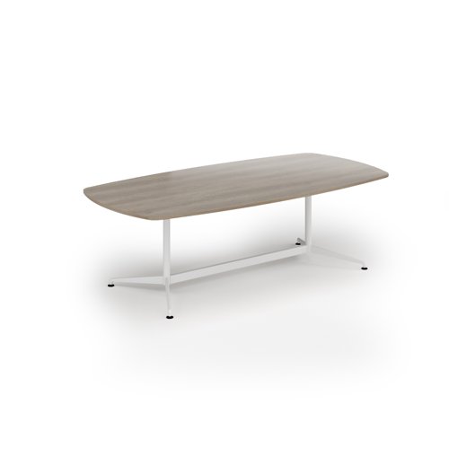 Loft barrel table 2400w x 1200d white frame and nebraska oak top
