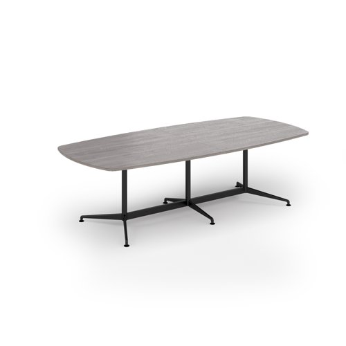 Loft barrel table 2600w x 1200d black frame and grey oak top