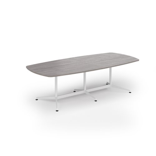 Loft barrel table 2600w x 1200d white frame and grey oak top