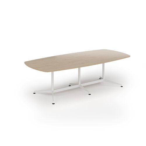 Loft barrel table 2600w x 1200d white frame and kendal oak top