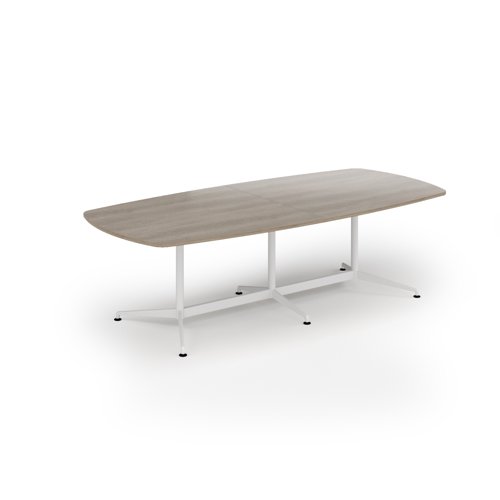 Loft barrel table 2600w x 1200d white frame and nebraska oak top