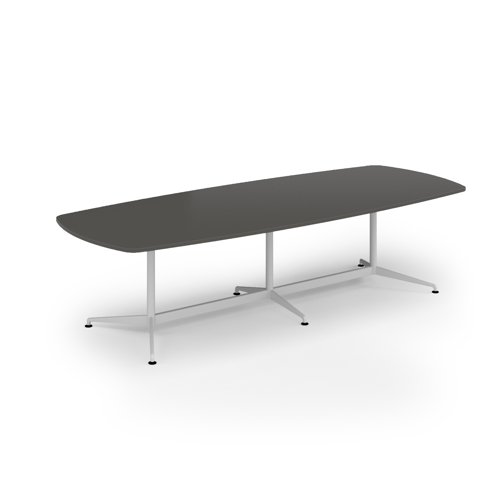 Loft barrel table 3000w x 1200d white frame and onyx grey top