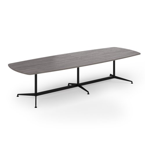 Loft barrel table 3400w x 1200d black frame and grey oak top