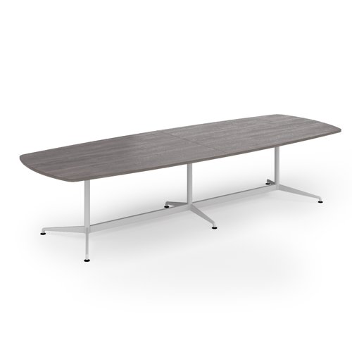 Loft barrel table 3400w x 1200d white frame and grey oak top